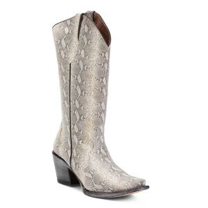 TANNER MARK Mexico Leather Python Print Snip Toe Western Boots